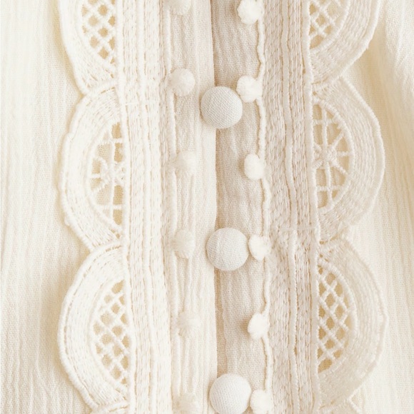 H&M 2026 Lace-Detail Long Cotton Dress W/Liner Cotton Dress (cream) XS NWT - Picture 5 of 6